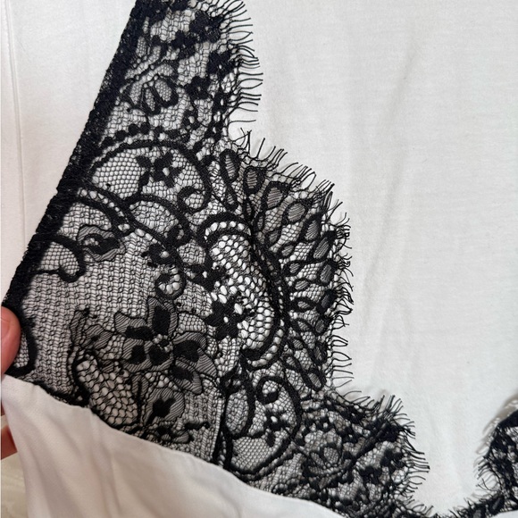 Maeve Anthropologie Lace Trim Layered Slip Dress White Black Contrast - Picture 4 of 10